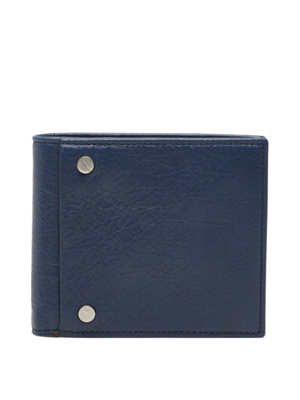 Balenciaga Square Coin Wallet Bifold Compact Navy Leather
